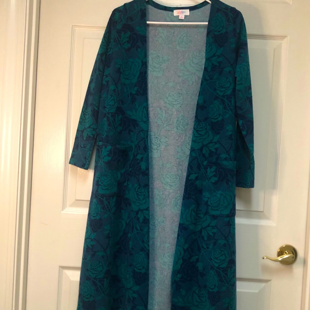 Teal and Navy Small Sarah Lularoe Kimino Wrap